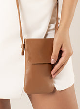 Mini Bolsa em Couro Porta Celular Capri Caramelo